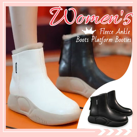 🔥Last day promotion 50% off🔥Women's Fleece Ankle Boots Platform Booties