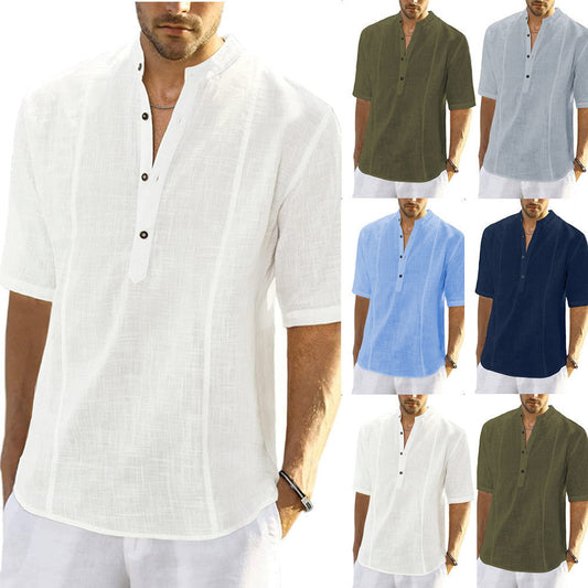 Last Day Sale 49%🔥Linen shirt sleeves for men's wear💗 Buying 2 pieces, shipping is free 💗