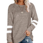 Ladies Long Sleeve Contrast Patchwork V-Neck Loose Casual T-Shirt Top