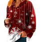 Ladies Casual Hooded Christmas Element Print Fleece Sweatshirt T-Shirt