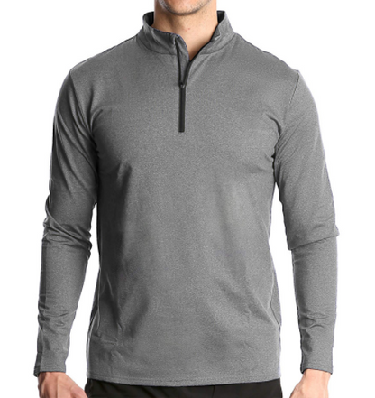 Men's Long Sleeve Quick Dry Sports Running Pullover Half Zipper Solid Color Breathable T-Shirt