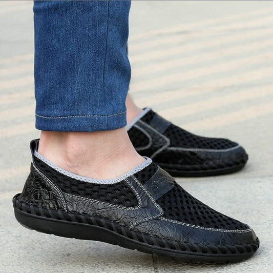 Summer Crocodile Breathable Mesh Comfortable Men's Casual Shoes