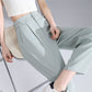 High Waist Ice Silk Slim-fit Suit Pants