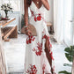 Floral Print Ruffle High Slit Maxi Dress