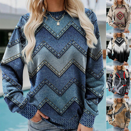 Winter New Women's Loose Print Oversize Sweatshirts