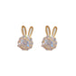 2023 Fashion rabbit Zircon Round Petal Earrings