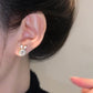 2023 Fashion rabbit Zircon Round Petal Earrings