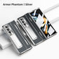 Armor Phantom Aluminum Alloy Transparent Frosted Stand Hinge Phone Case For Samsung Galaxy Z Fold3 Fold4 5G With Screen Protector